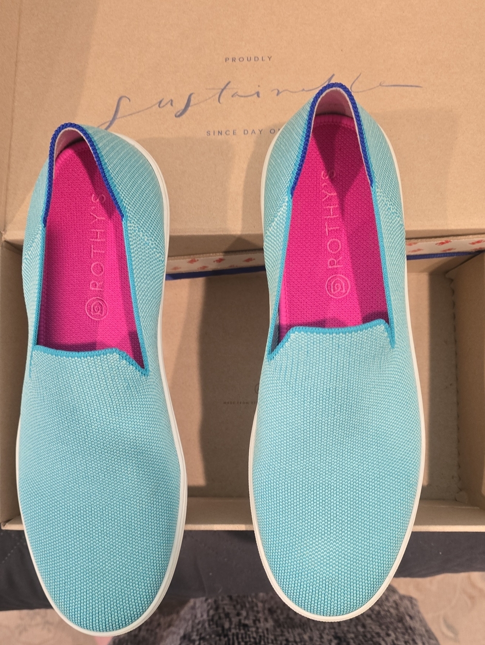 Rothy's Blue & White Slip-On Sneakers - Picture 4 of 6